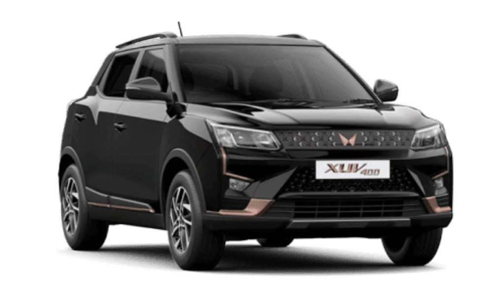 Mahindra XUV400 EV front design copper accents LED headlamps