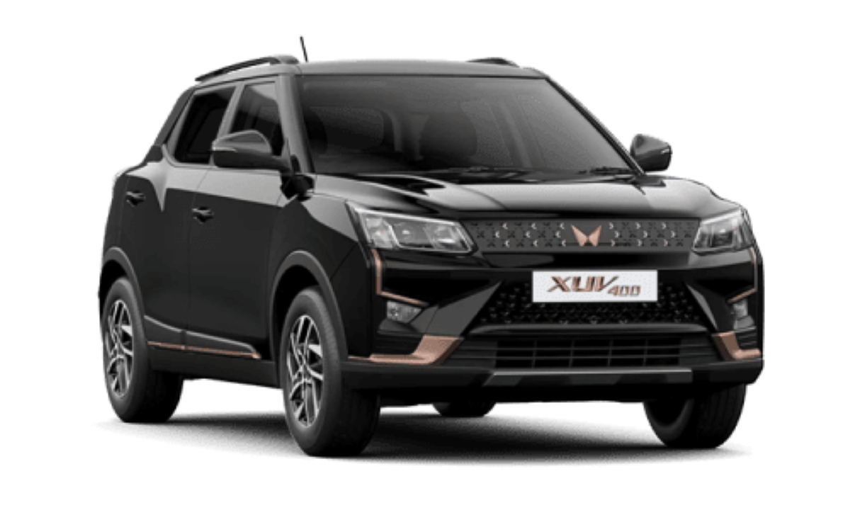 Mahindra XUV400 EV front design copper accents LED headlamps