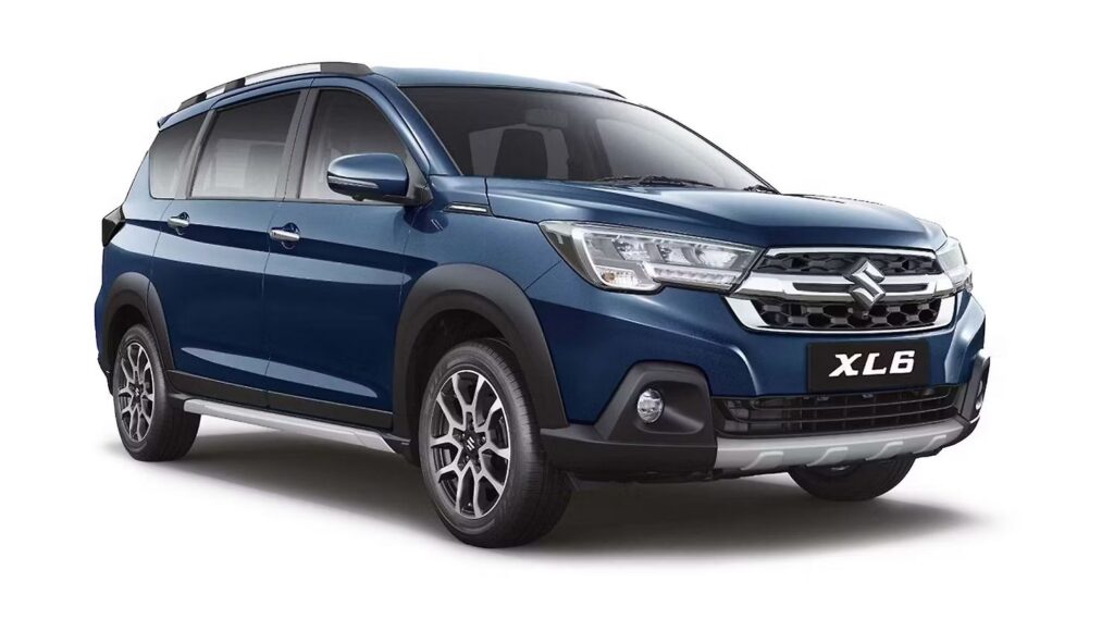 Maruti XL6 premium MPV exterior front view with LED headlamps