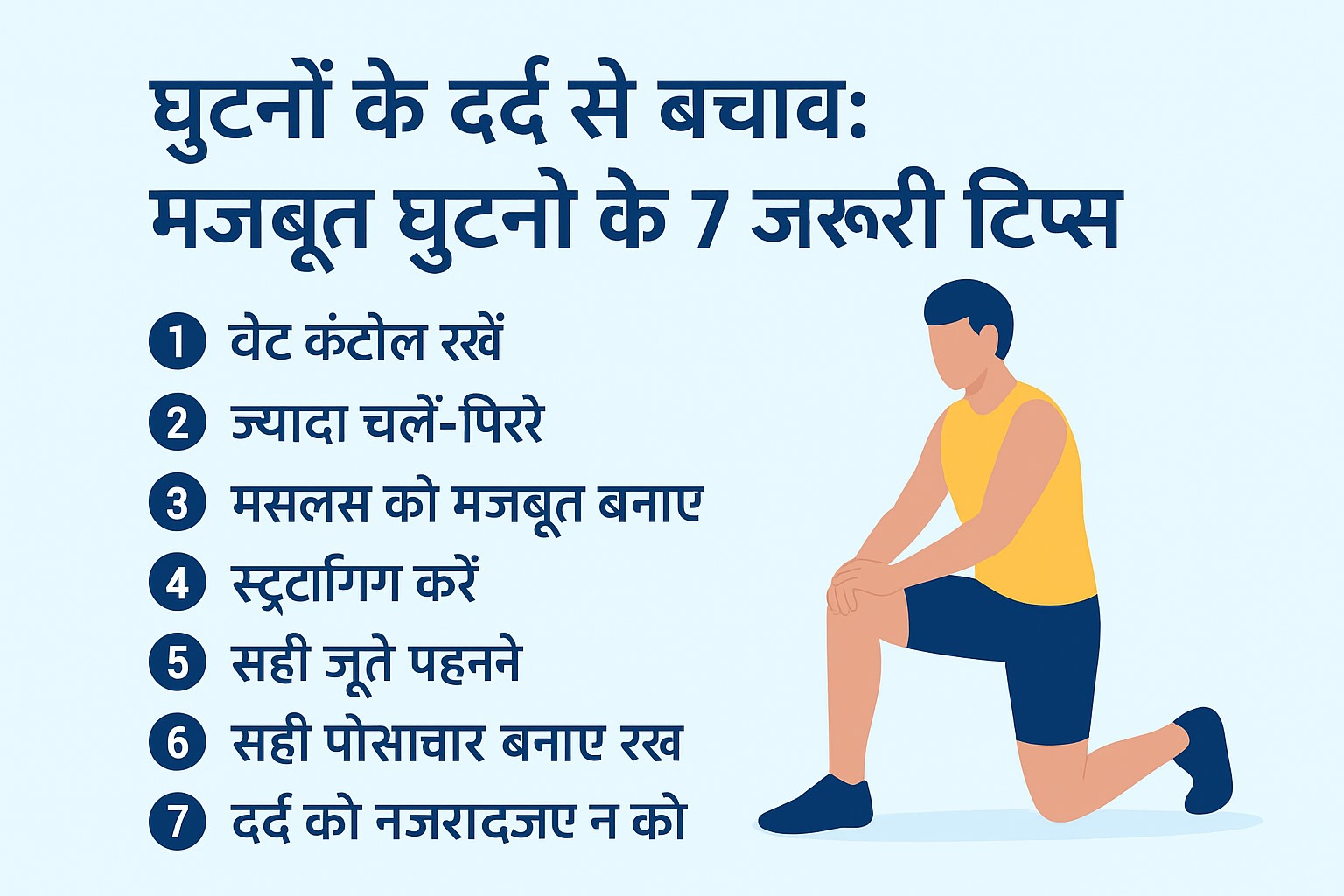 घुटनों के दर्द से बचाव के 7 ज़रूरी टिप्स