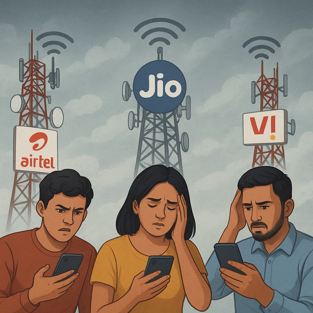 Airtel Jio Vodafone नेटवर्क डाउन से यूजर्स परेशान