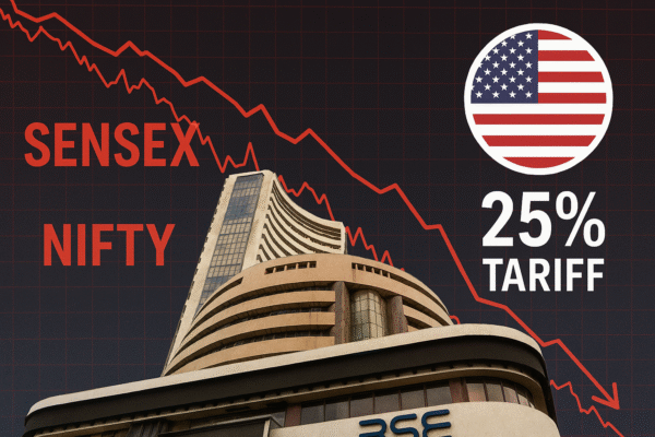 Sensex Nifty गिरावट US 25% टैरिफ से भारतीय बाजार पर असर
