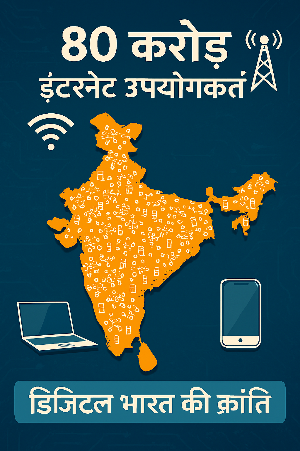 भारत में 80 करोड़ इंटरनेट उपयोगकर्ता और डिजिटल क्रांति