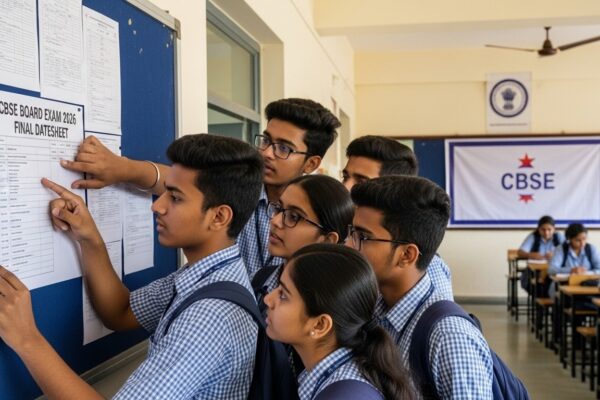 CBSE Board Exam 2026 Final Datesheet जारी, छात्र शेड्यूल चेक करते हुए
