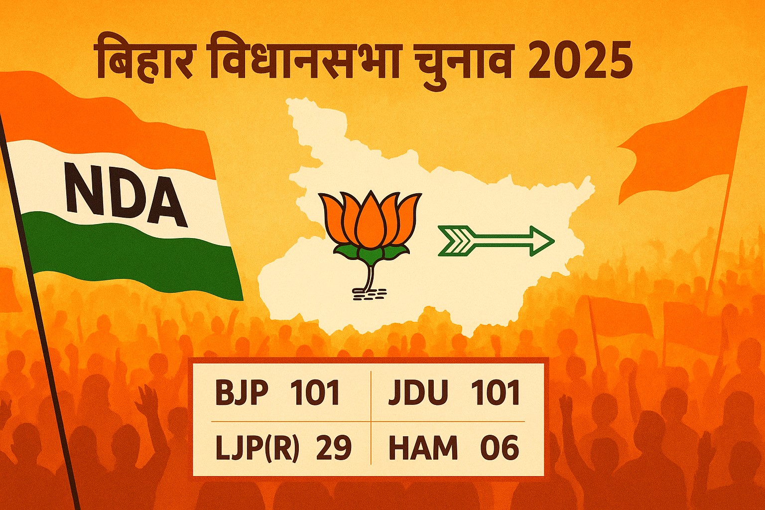 बिहार चुनाव 2025 में NDA सीट बंटवारे का ऐलान