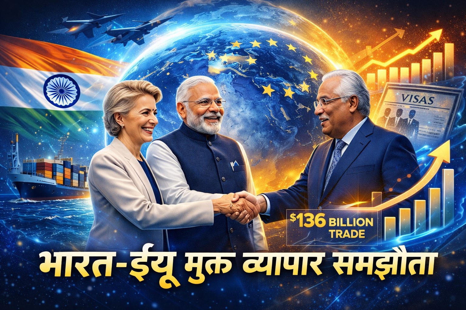 पीएम मोदी की मेजबानी में भारत-यूरोपीय संघ मुक्त व्यापार समझौता, $136 अरब व्यापार का नया दौर