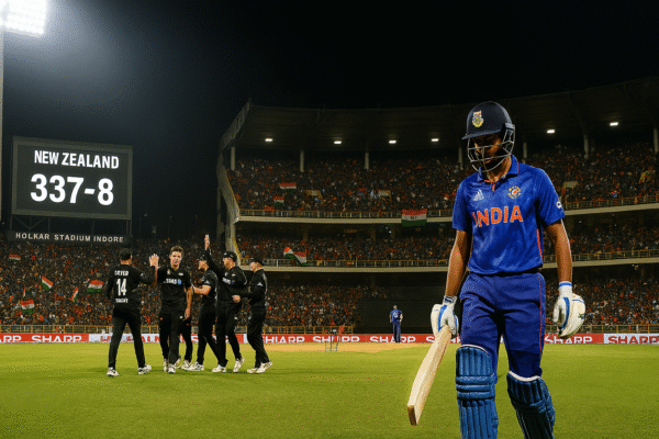 IND vs NZ Live Score: इंडोर में न्यूज़ीलैंड की 337/8 के बाद 41 रन से जीत