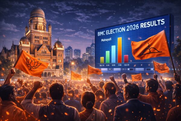 महाराष्ट्र नगर निकाय चुनाव परिणाम में BMC पर महायुति की जीत का जश्न