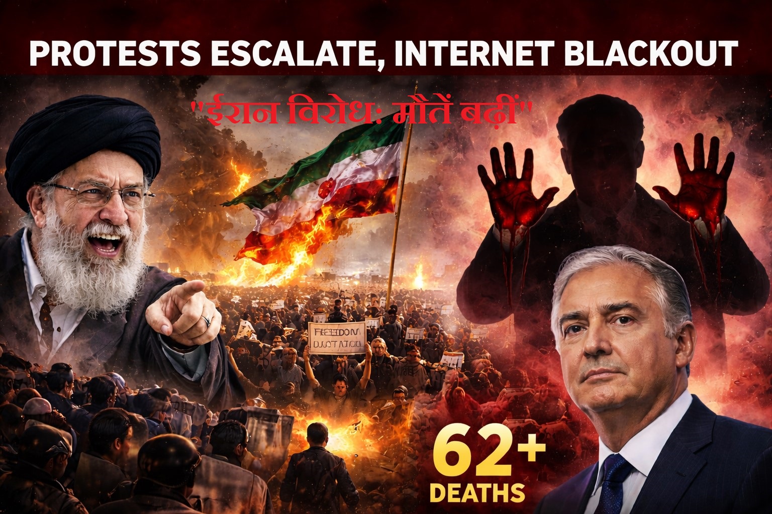 ईरान विरोध में प्रदर्शनकारी सड़कों पर, खामेनेई ट्रंप पर हमला बोलते हुए