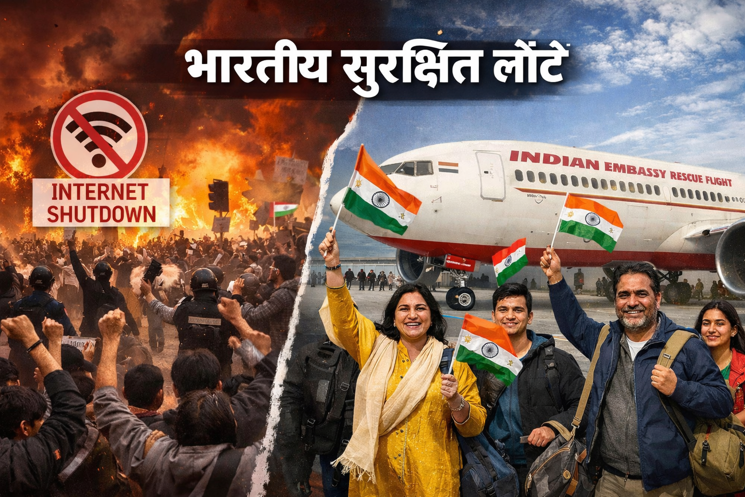 ईरान विरोध में भारतीय नागरिक दिल्ली एयरपोर्ट पर लौटे, सरकार को धन्यवाद