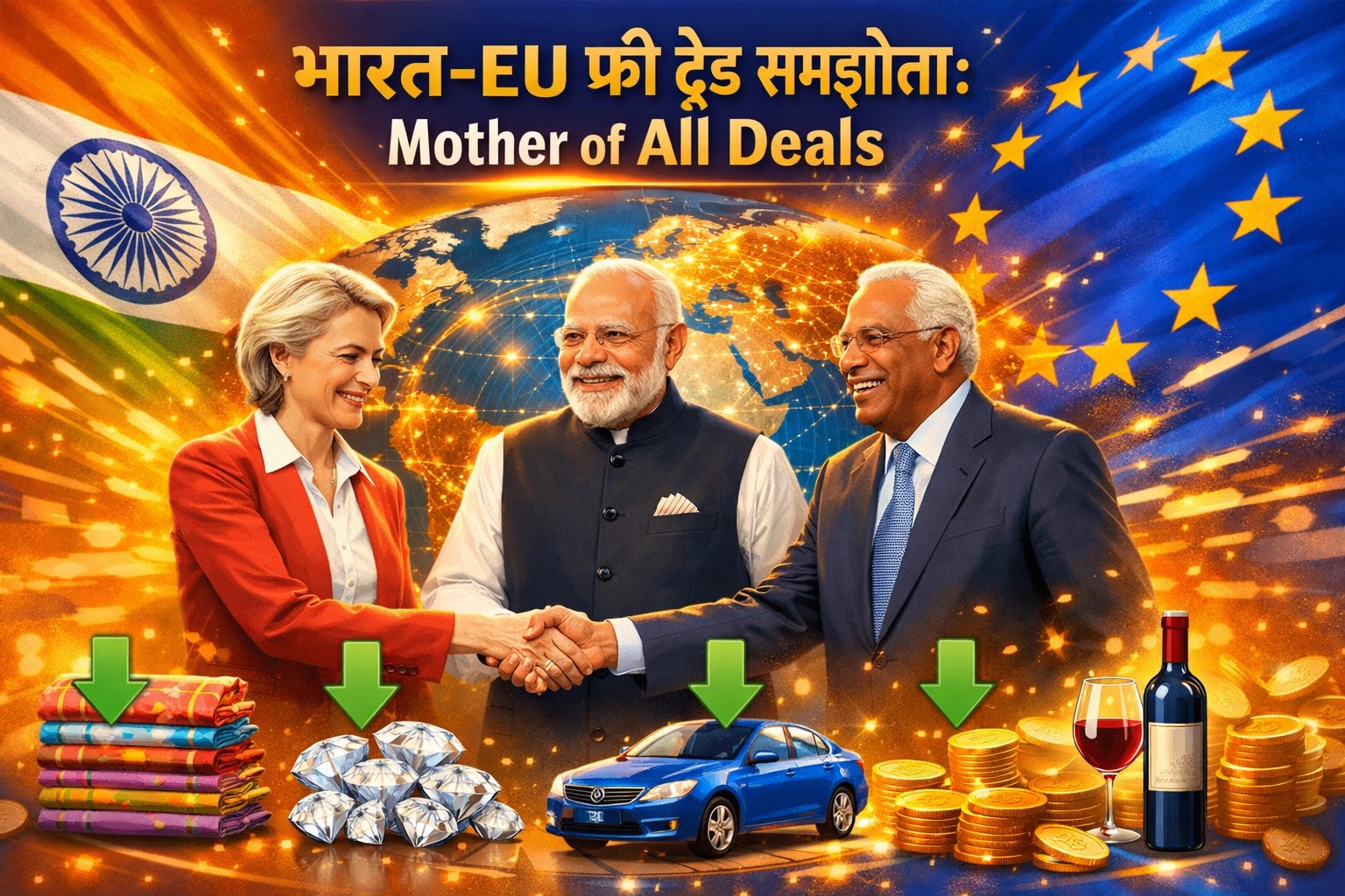 भारत-EU फ्री ट्रेड समझौता: 99% टैरिफ हटाने वाला 'मदर ऑफ ऑल डील्स'
