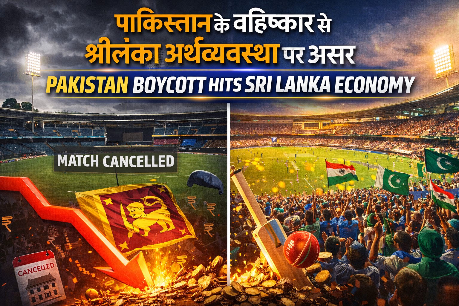 कोलंबो के प्रेमदासा स्टेडियम में खाली कुर्सियां, पाकिस्तान के बहिष्कार का असर