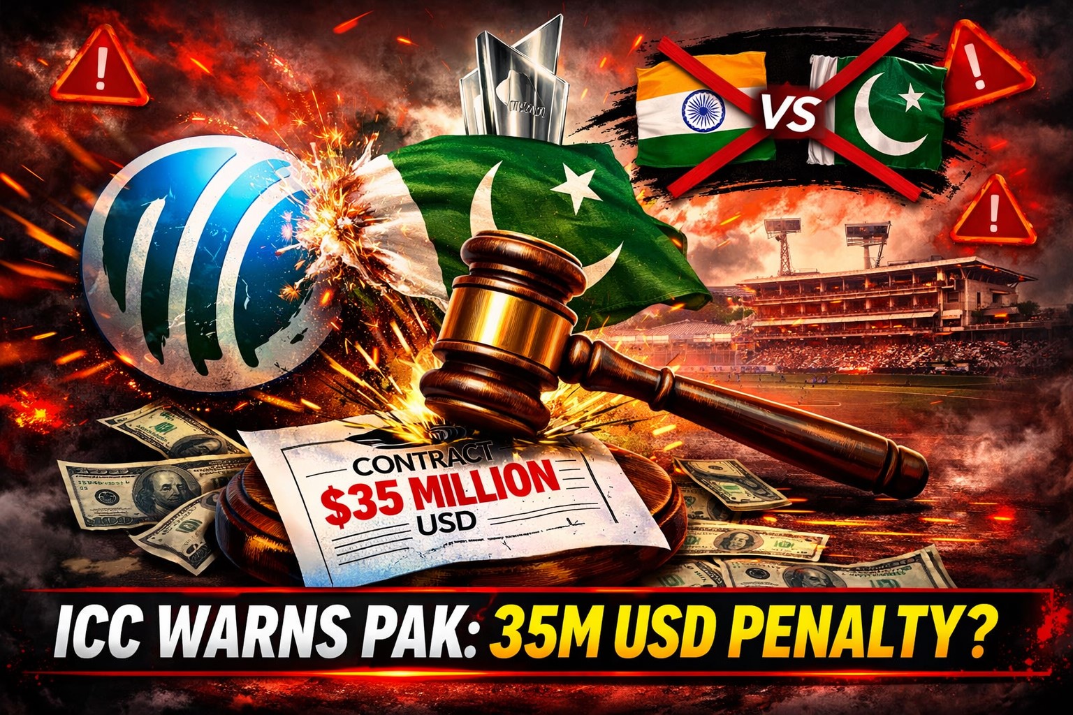 ICC ने PCB को मैच बॉयकॉट पर 35 मिलियन USD का खतरा बताया