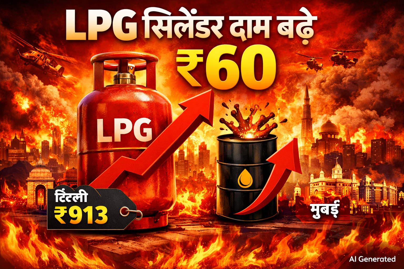 मध्य पूर्व संघर्ष के बीच LPG सिलेंडर दाम में ₹60 की बढ़ोतरी,