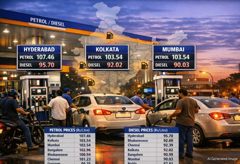 केंद्र सरकार की विशेष उत्पाद शुल्क कटौती के बाद भी प्रमुख शहरों में आज के पेट्रोल डीजल दाम लगभग स्थिर रहे।