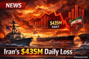 अमेरिका हार्मुज नाकाबंदी ईरान तेल निर्यात नुकसान $435 मिलियन प्रतिदिन